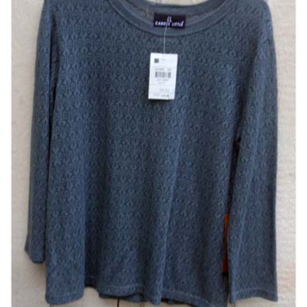 Carole Little gray green LS Sweater Small NWT